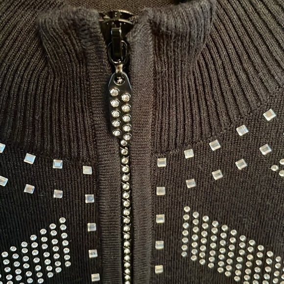 Black Studded Women's cardigan sweater size large.  Brand new never worn - Picture 2 of 8